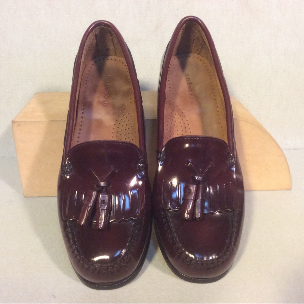 Bass Womens Cordovan Leather Tassel Loafers